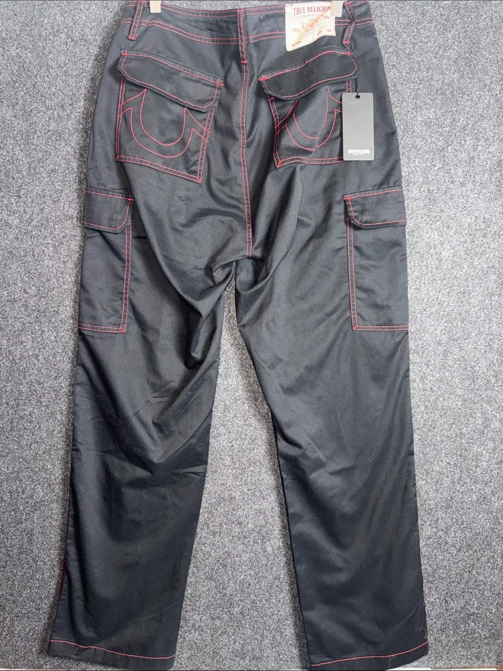 True Religion Men’s Black Jeans with Red Stitching 34X31 NWT